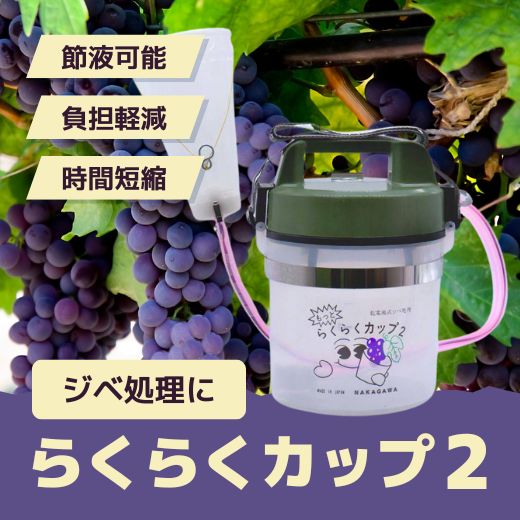 ブドウ農家さんイチオシ!らくらくカップ2でジベ処理の省力化&節約